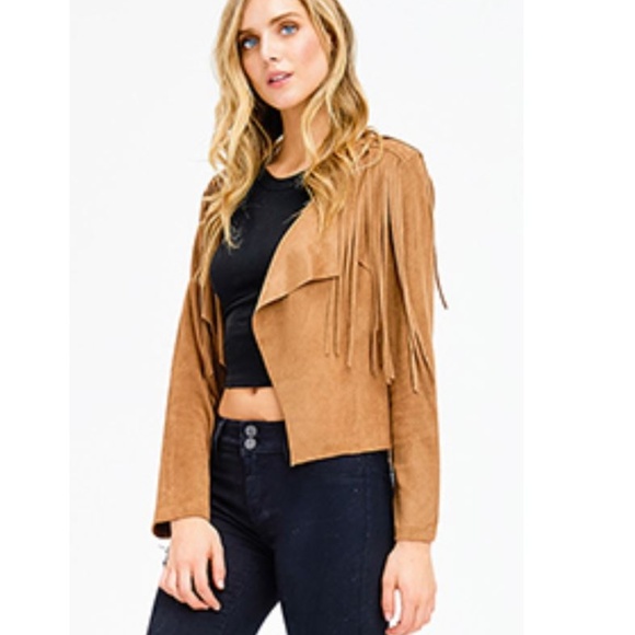LAST ONE! NWT Faux Suede Boho Fringe Trim Jacket - Picture 4 of 7